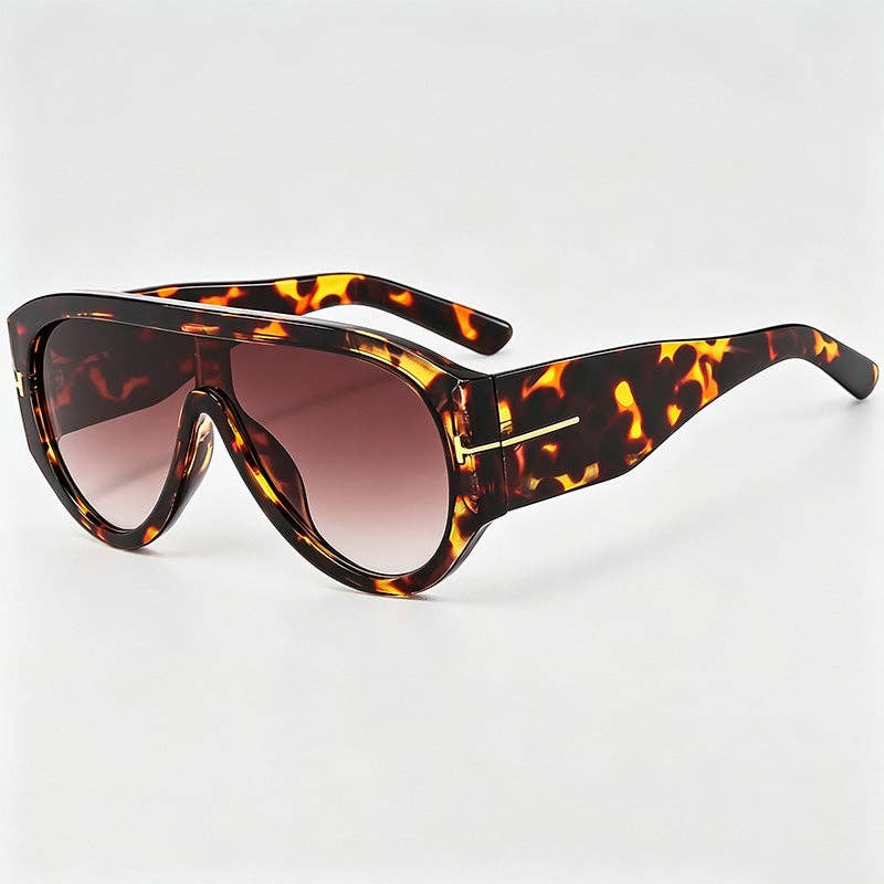 One-piece Integrated Thick Rim Aviator Sunglasses