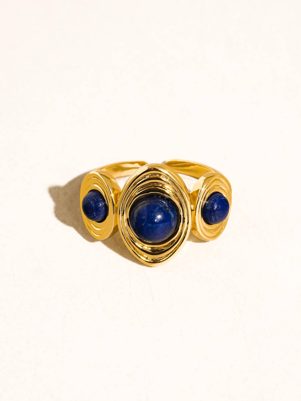 Veona 18K Gold Vintage Tri Stone Ring