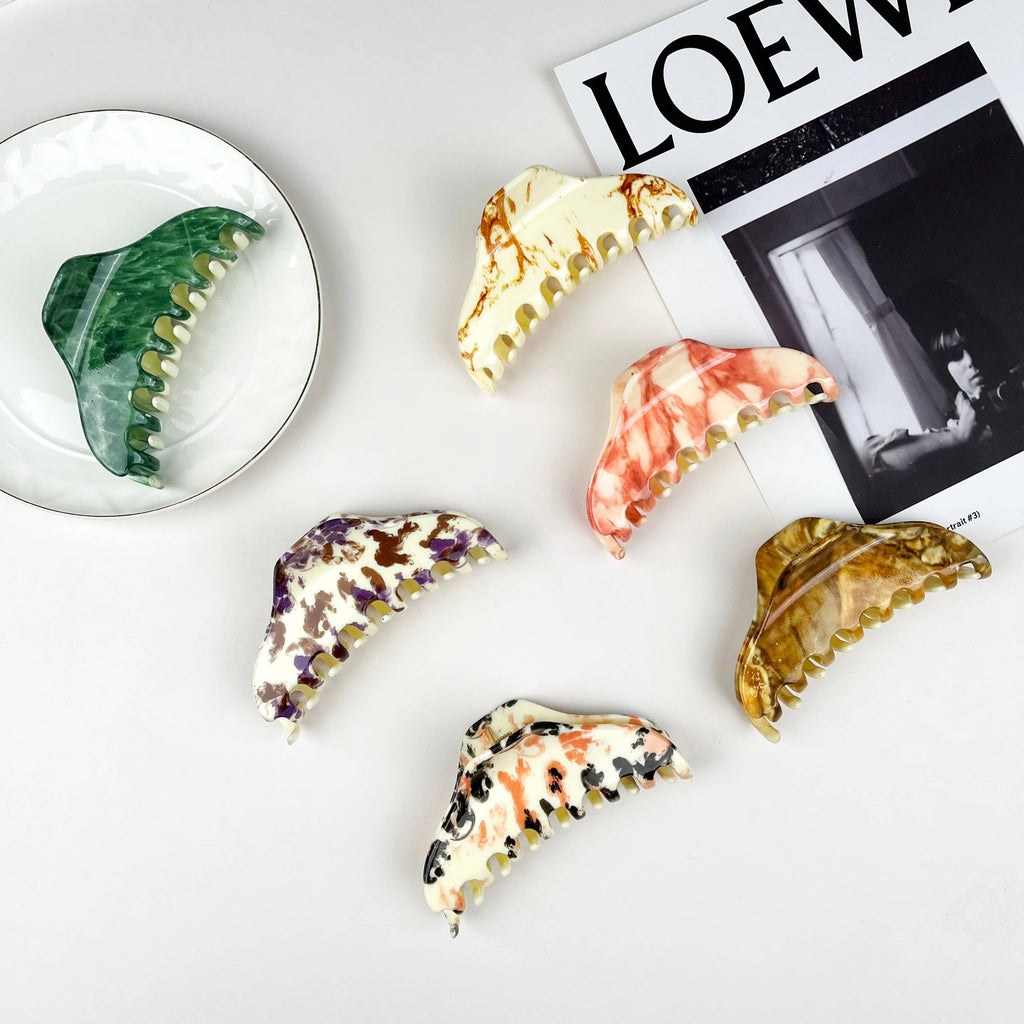 4.5" Over Size Triangle Marbled Hair Claw Clips