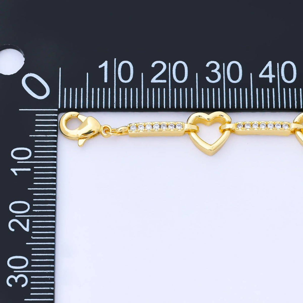 24K Gold Filled Gold Heart Link Bracelet Dainty Chain Bracelet WA-1670