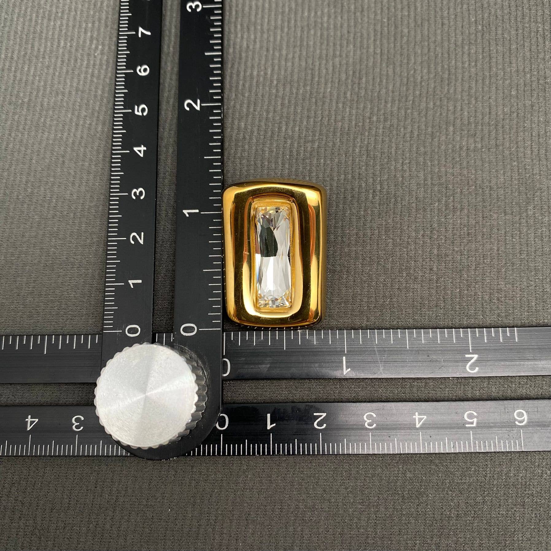 Zircon Inlaid Square Shaped 18K Golden S.Steel Earrings -FGS