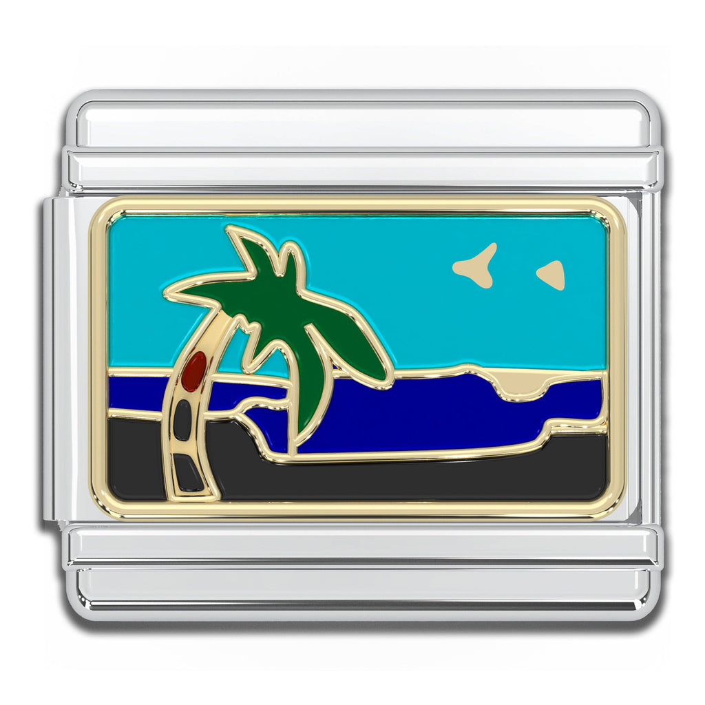 Italian Charm Bracelet Charms - 9mm Beach Palm Tree Links