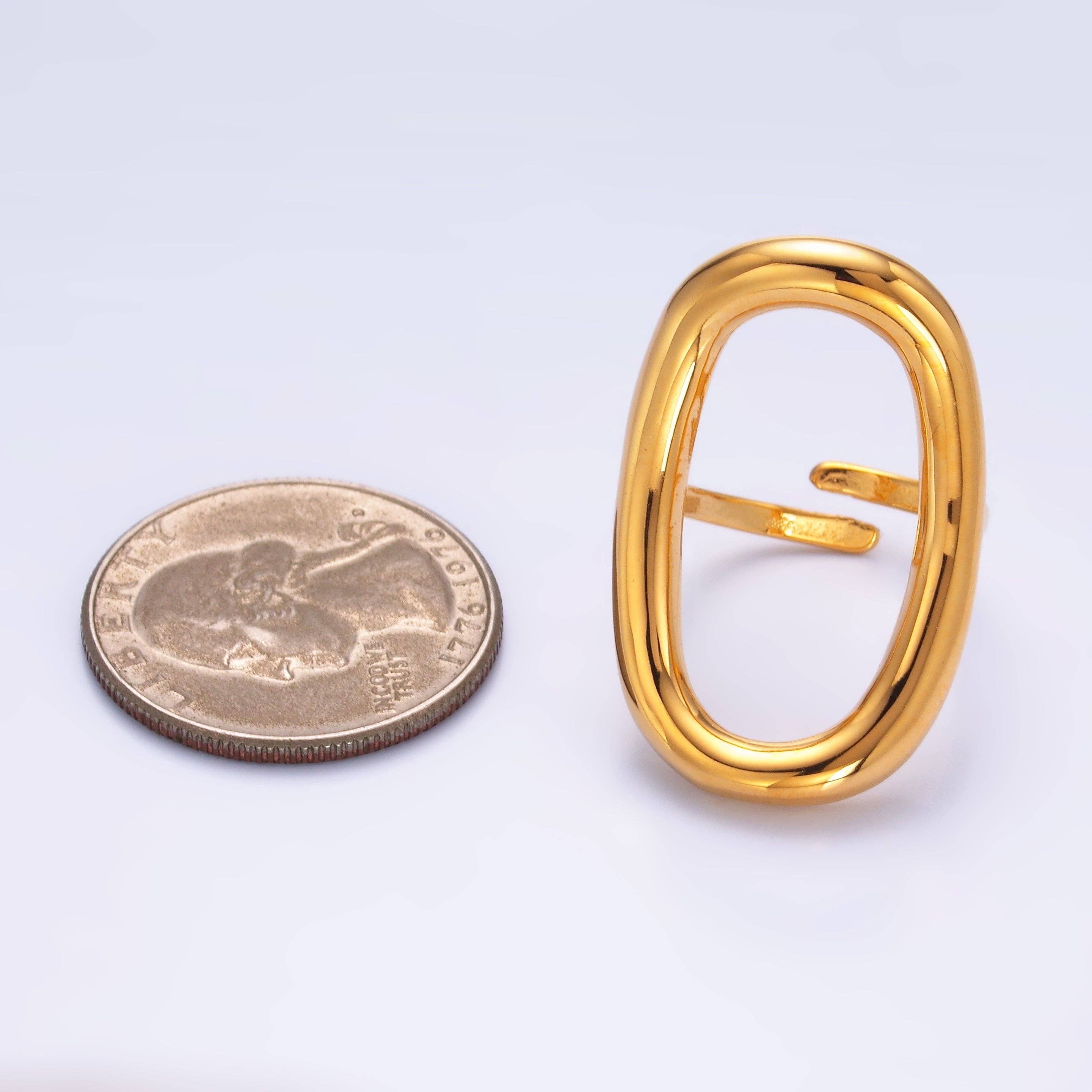 Stainless Steel Oval Oblong Minimalist Band Ring | O588