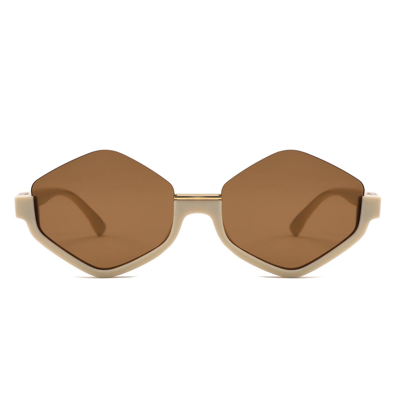 Geometric Oversized Semi-Rimless Polygon Fashion Sunglasses