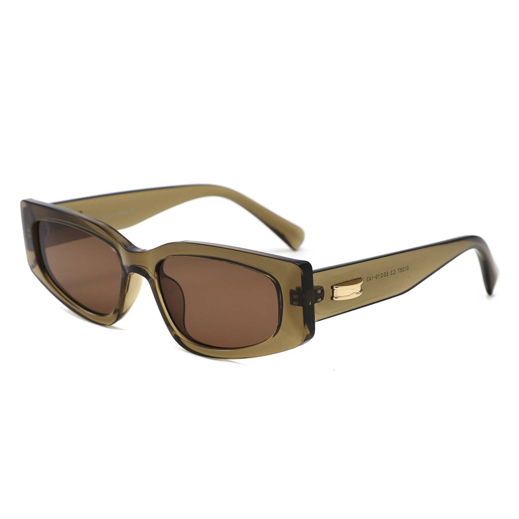 Slim Rectangle Thick Frame Narrow Fashion Sunglasses