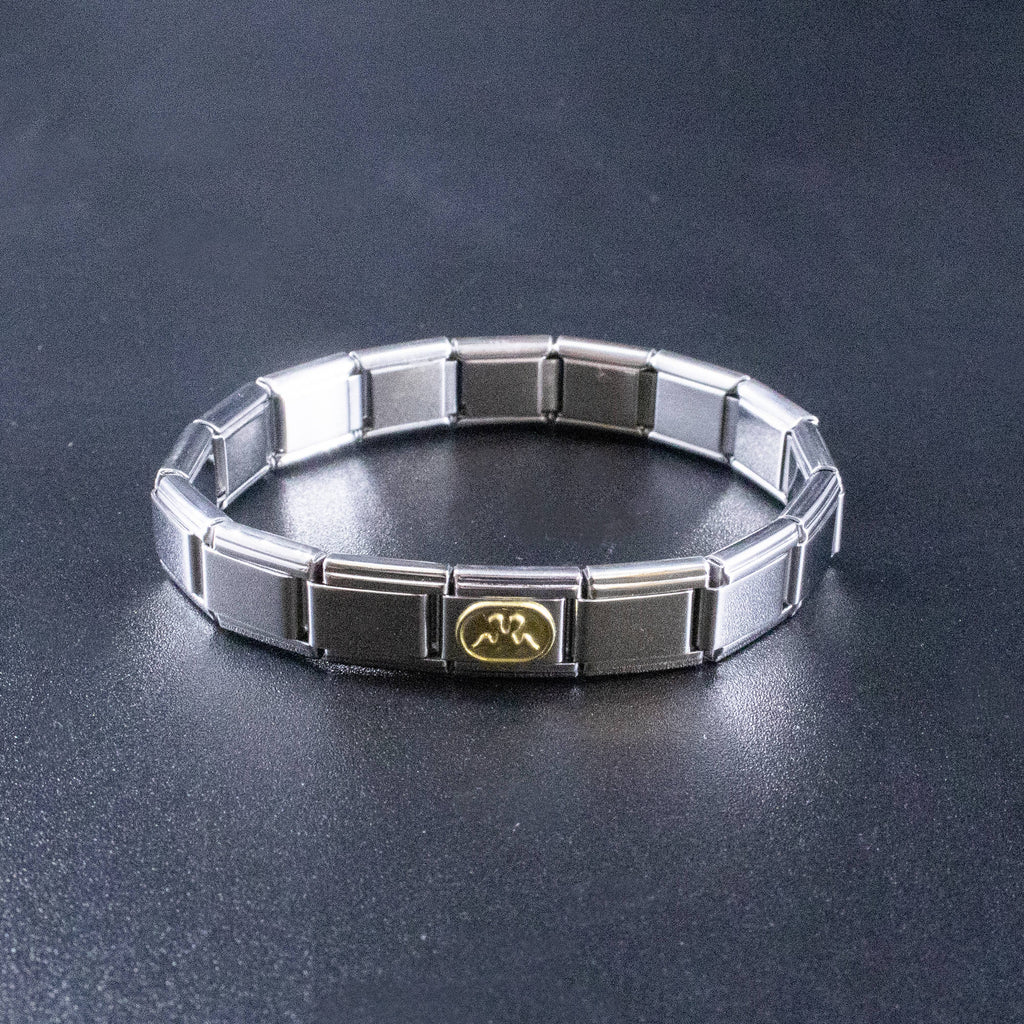 Italian Charms - Gemini Zodiac, 9mm Gold Bracelet Links
