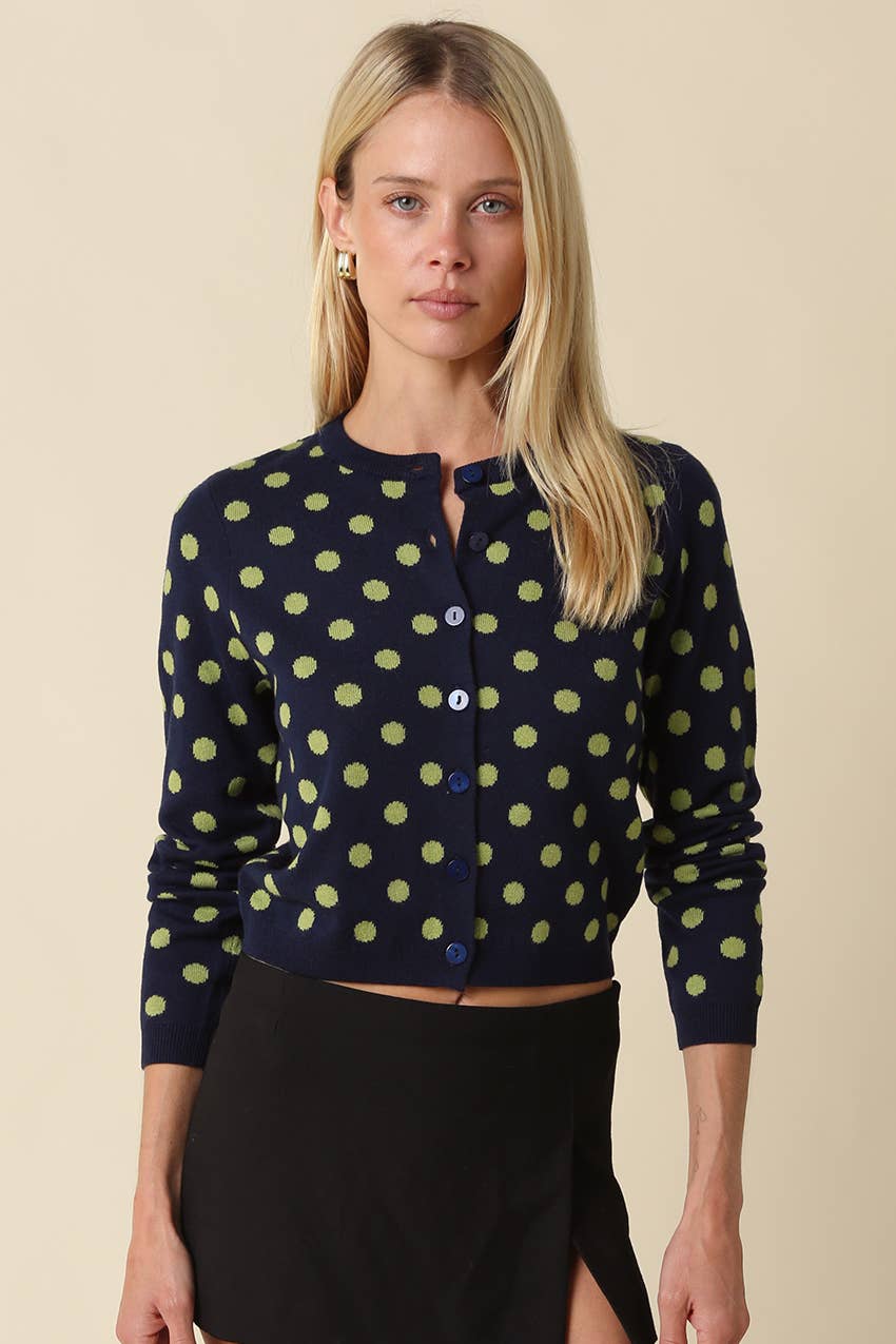 Callie Polka Dot Cropped Cardigan