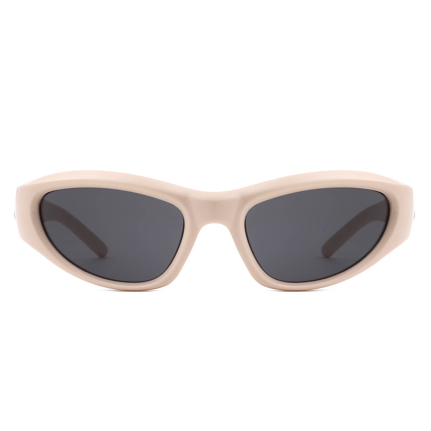 Y2K Slim Oval Unisex Wraparound Sunglasses with Star Temple
