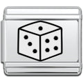 Italian Bracelet Charm - White Dice 9mm Links