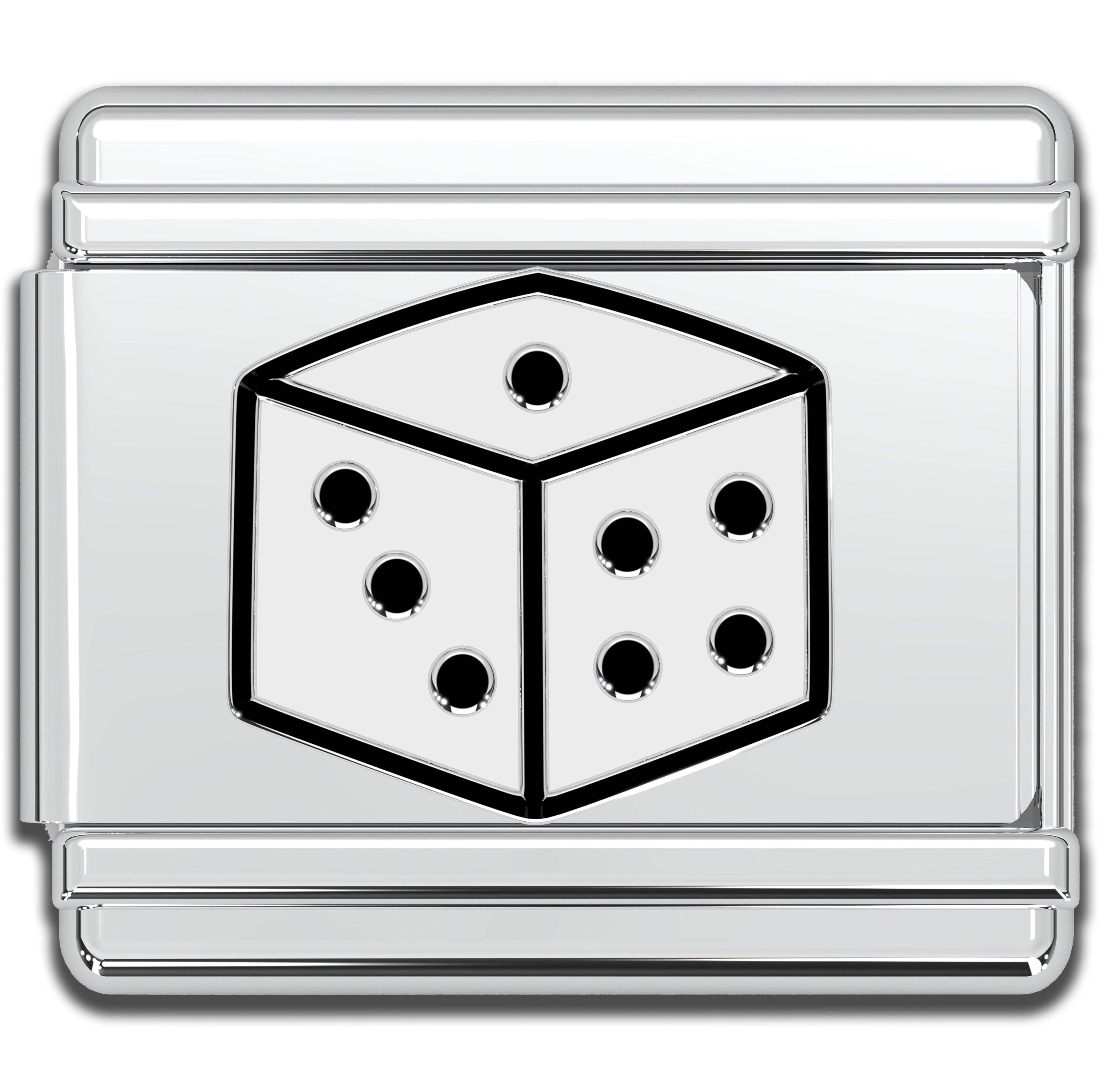Italian Bracelet Charm - White Dice 9mm Links