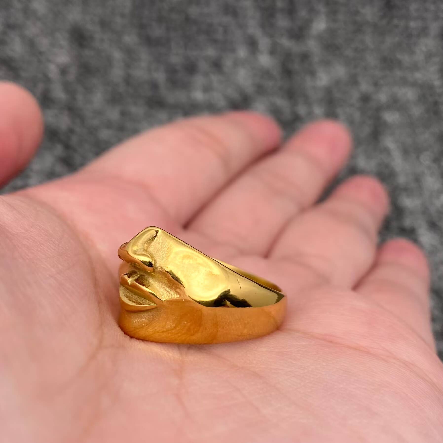 Abstract Face Contour 18K Gold Plated SS Ring - FGS
