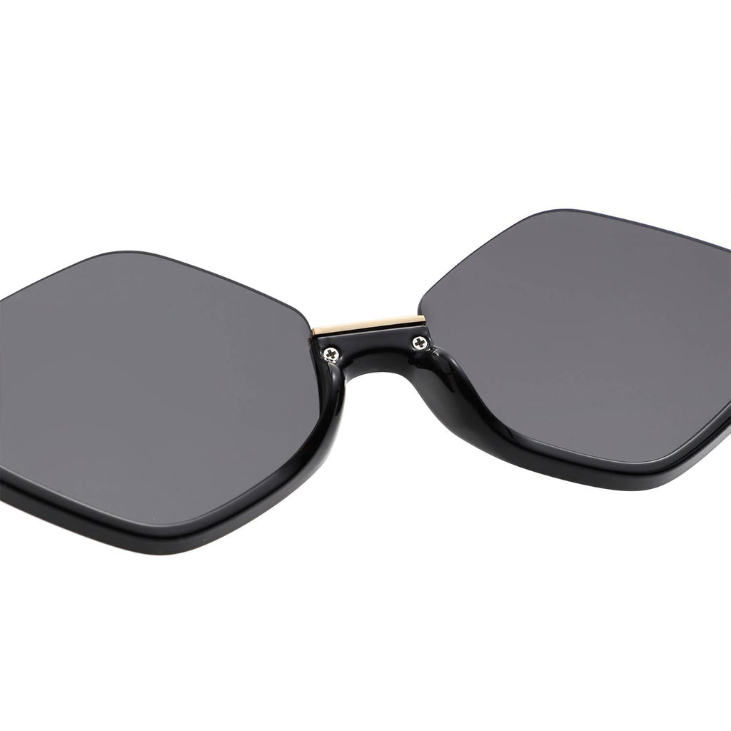 Geometric Oversized Semi-Rimless Polygon Fashion Sunglasses