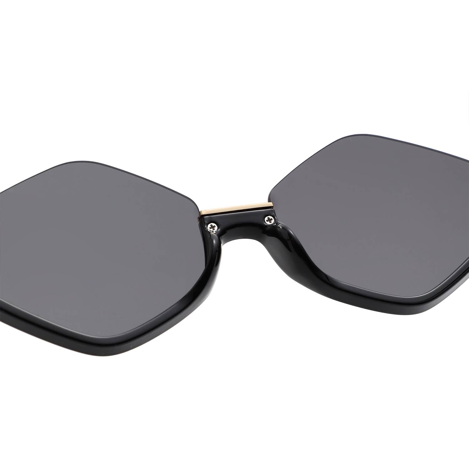 Geometric Oversized Semi-Rimless Polygon Fashion Sunglasses