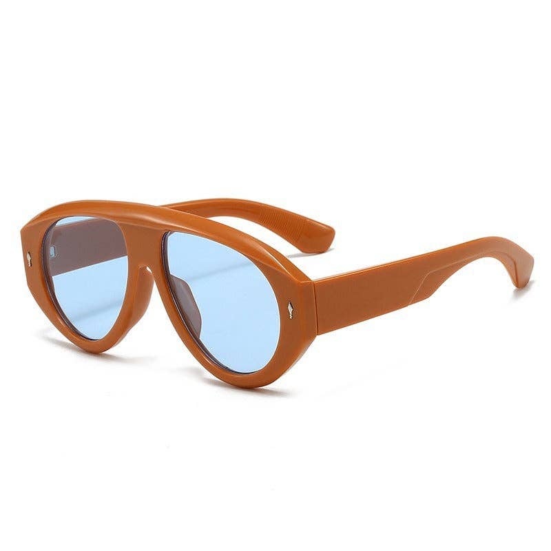 Trendy Pilot Sunglasses in Burgundy with Full Frame