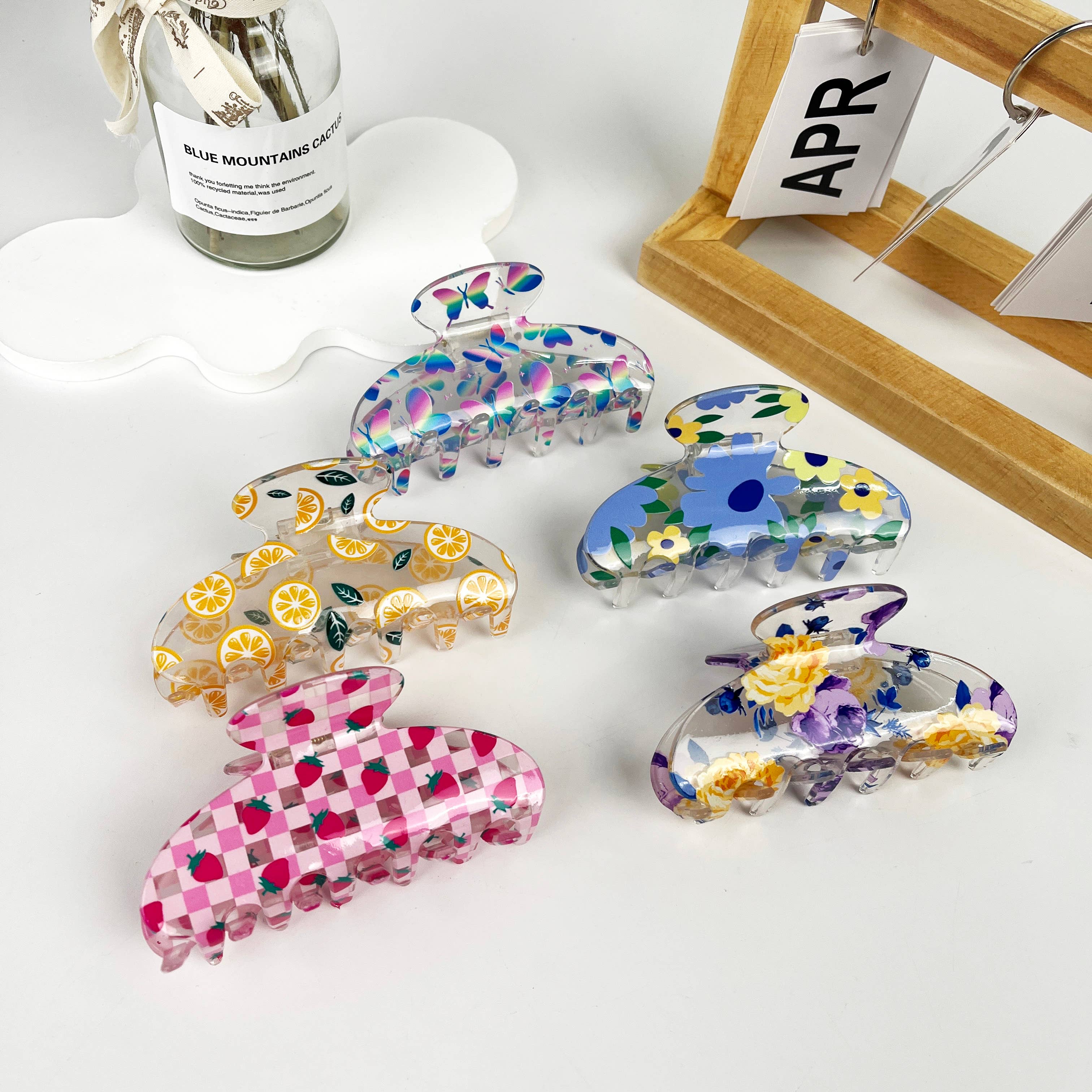 Floral Strawberry Print Hair Claw Clip