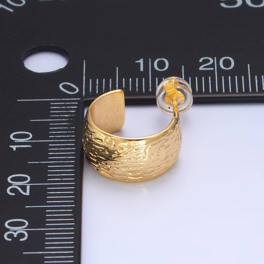 24k Gold Filled 15mm Textured C-Shape Hoop | AB1534 AB1548