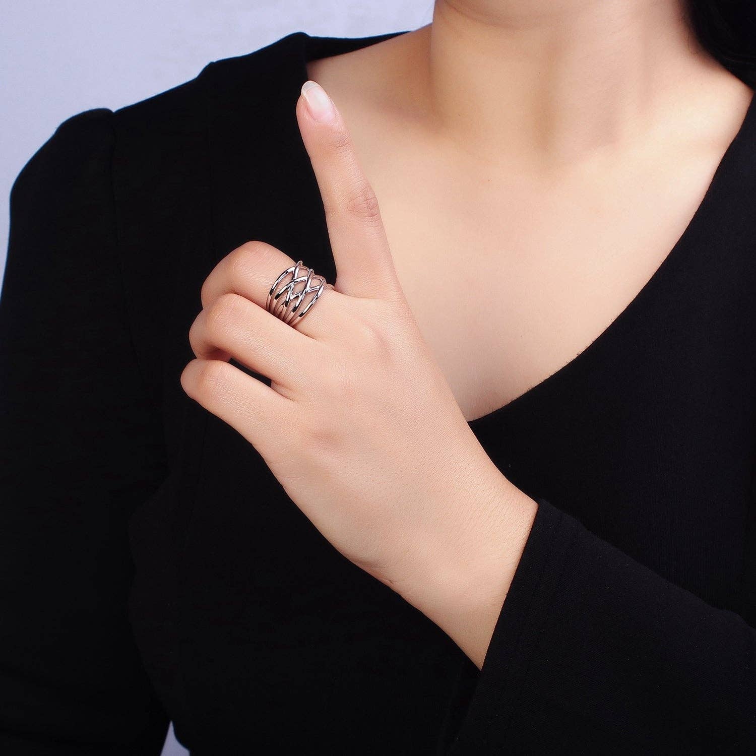 Gold Filled Geometric Multiple Band Statement Ring
