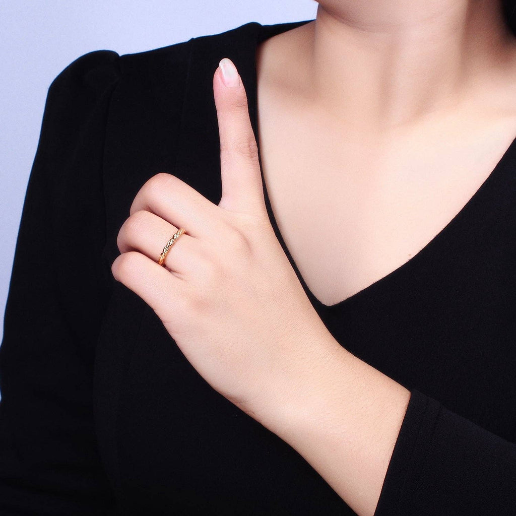 Dainty Gold Rope Ring Open Adjustable Silver Thin Ring
