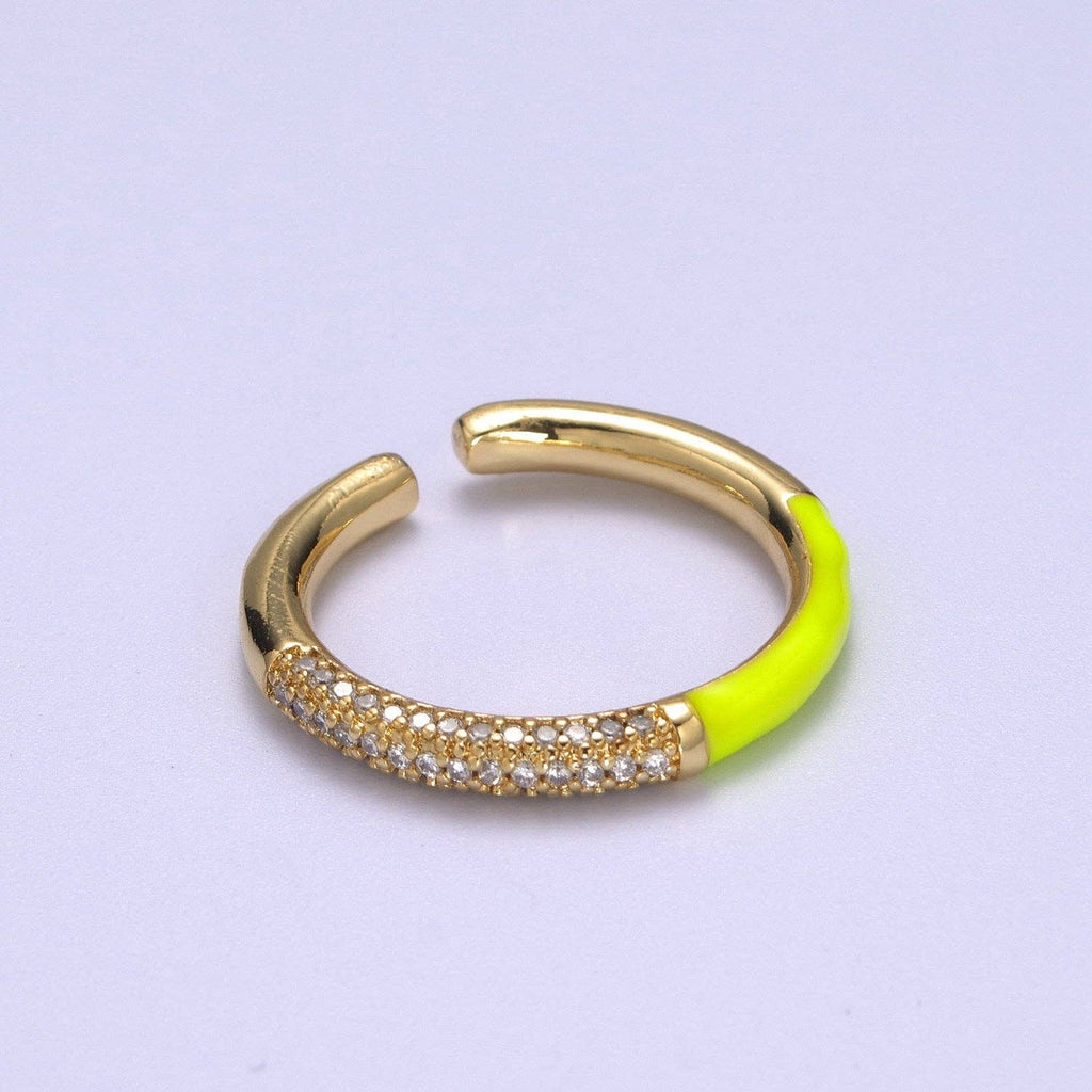 14K Gold Filled CZ Colorful Enamel Adjustable Ring S170~S179