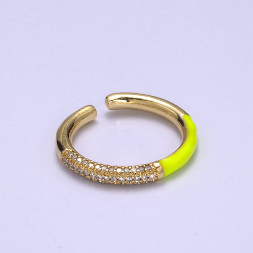 14K Gold Filled CZ Colorful Enamel Adjustable Ring S170~S179