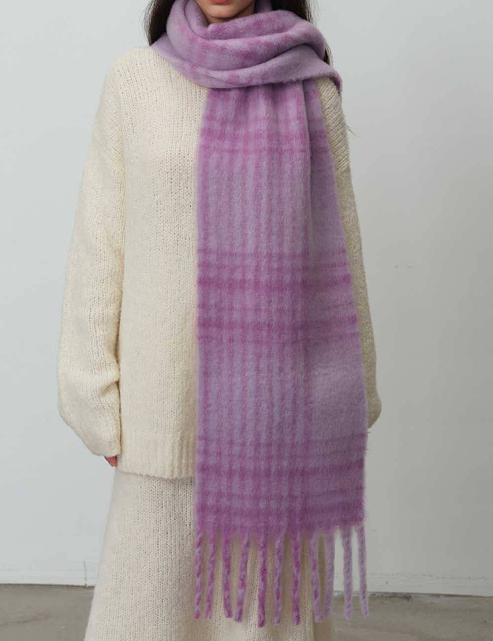 Tassel Vintage Plaid Color Block Warm Scarf DP25F608