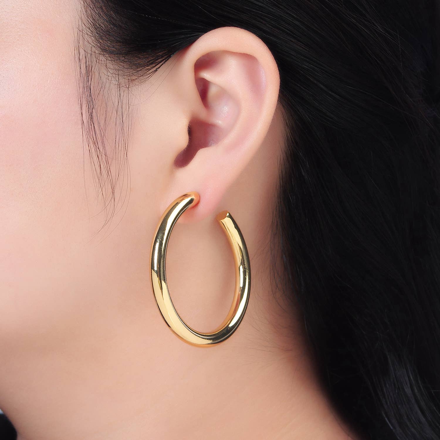 24K Gold Filled 50mm Minimalist Hoops | AD715 AD716