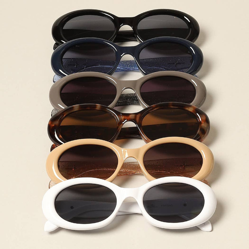 Women's Trendy Oval Glitter Sunglasses