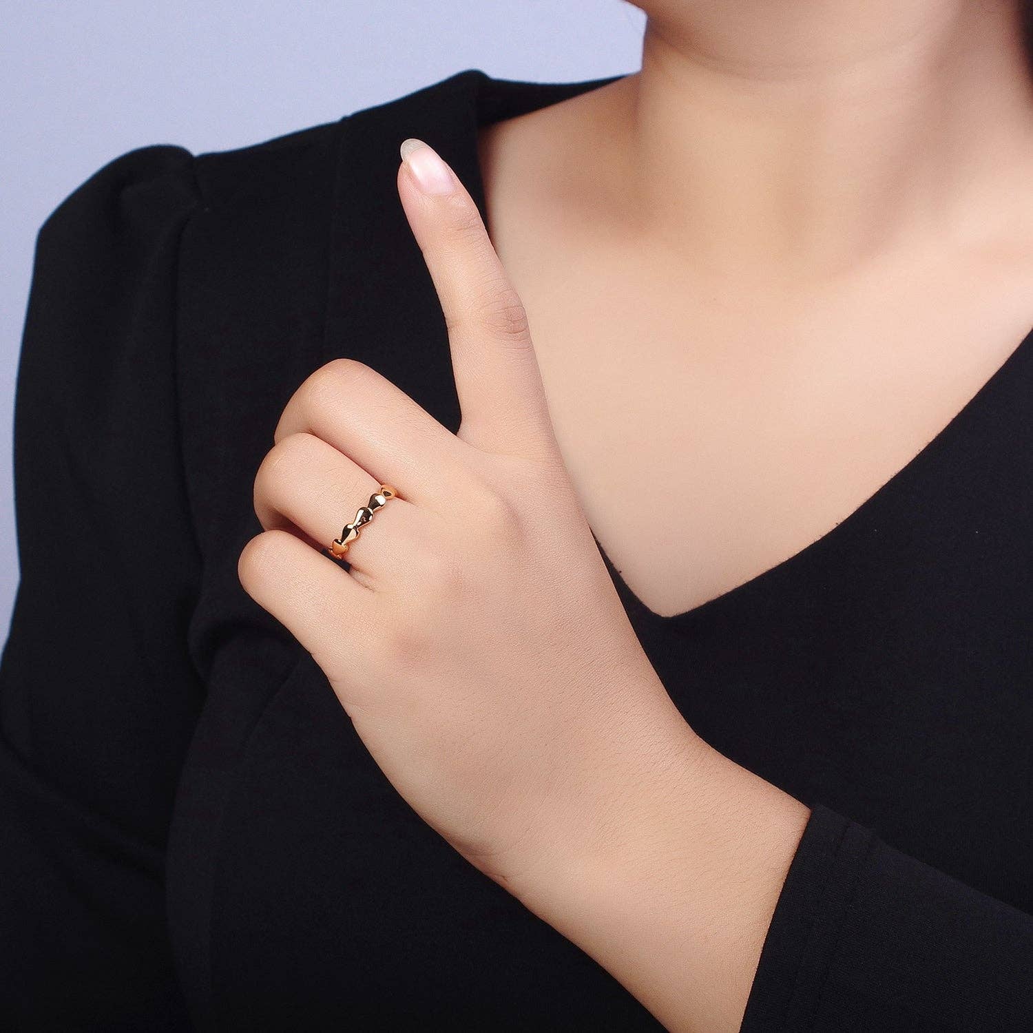 16K Gold Filled Molten Drop Sideway Minimalist Ring