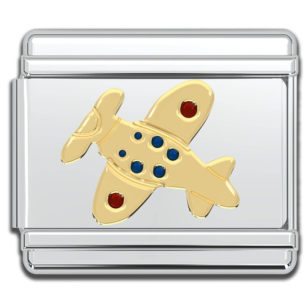 Italian Bracelet Charm - Airplane 9mm Links