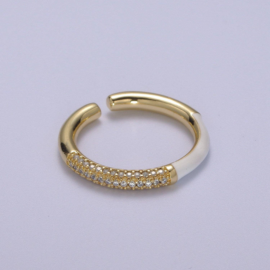 14K Gold Filled CZ Colorful Enamel Adjustable Ring S170~S179