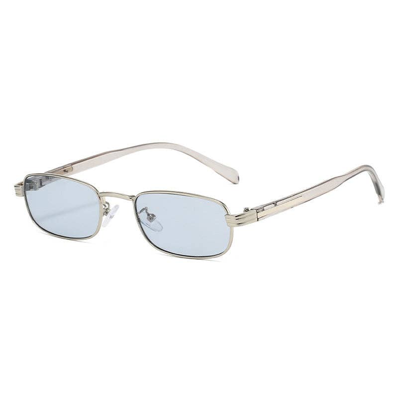 Trendy Rectangle Metal Sunglasses with UV Protection