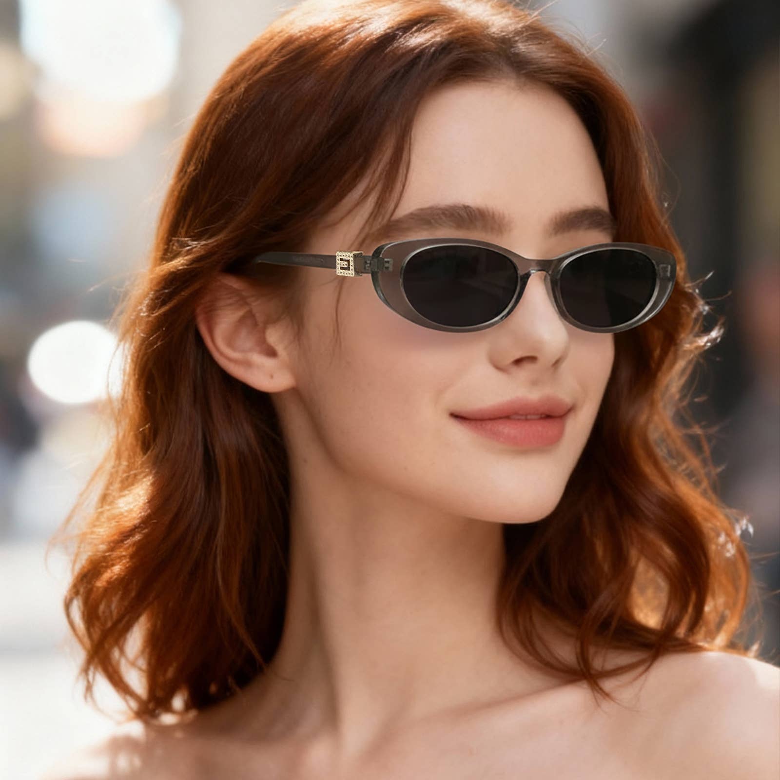 90s Slim Oval Nararow Women Fashion Sunglasses