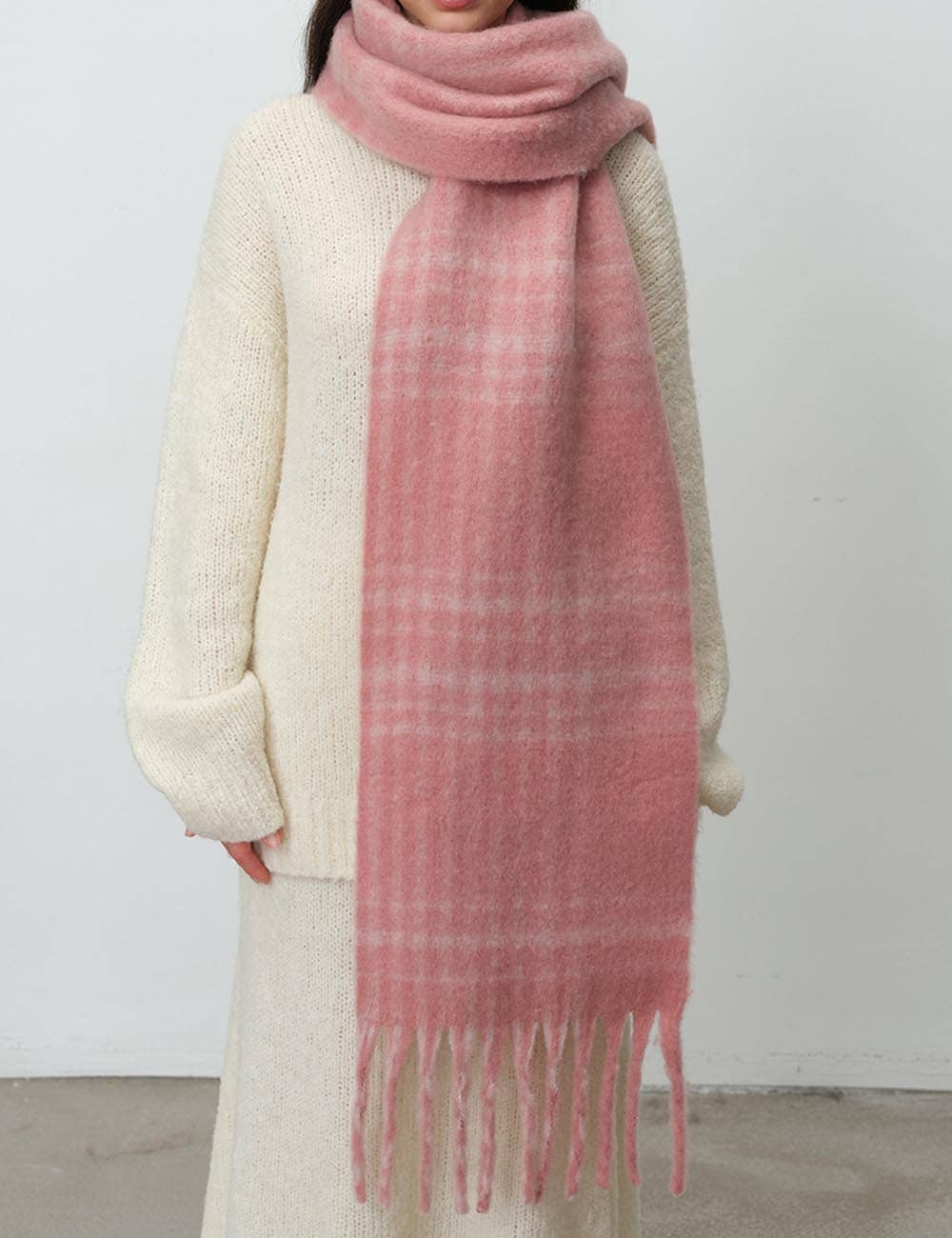 Tassel Vintage Plaid Color Block Warm Scarf DP25F608