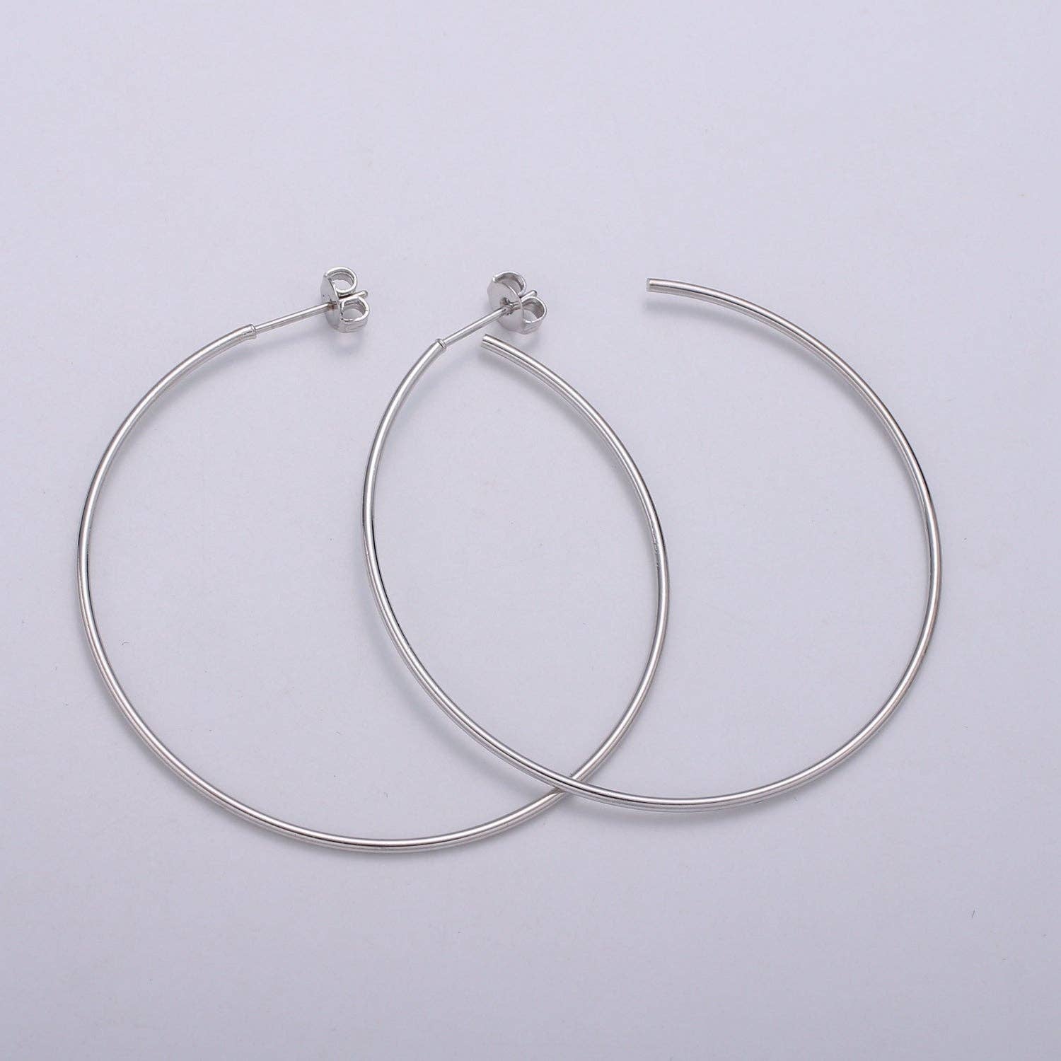 50 mm Simple Light Hoops 24K Gold, Loop Gold Earrings for DIY Earring Craft Supply Jewelry Making, EARR-1390-1391