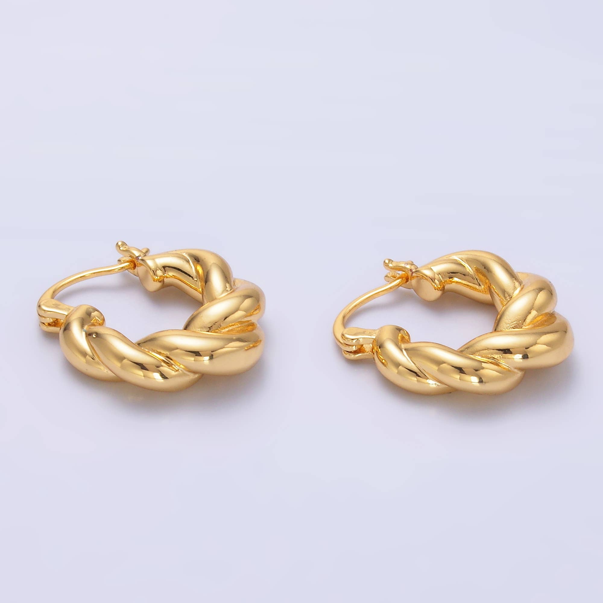 24K Gold Filled Twisted Minimalist Hoops | Q453
