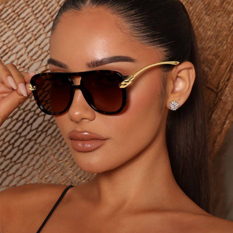 Bohemian Leopard Print Pilot Sunglasses for Women Stylish Vacation Shades