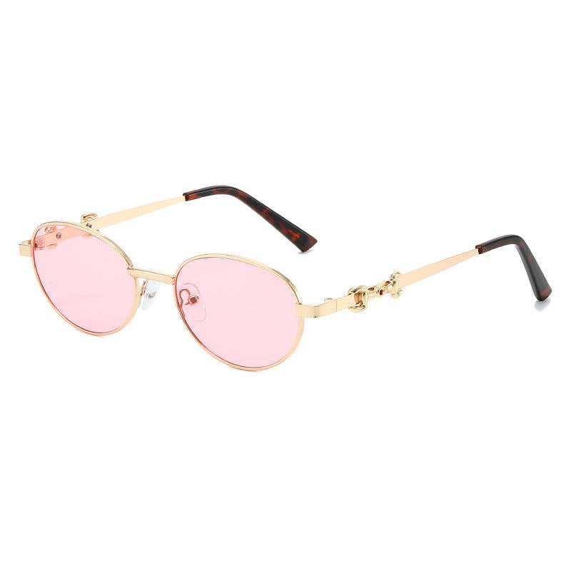 Oval Frame Metal Sunglasses UV400 Protection Stylish