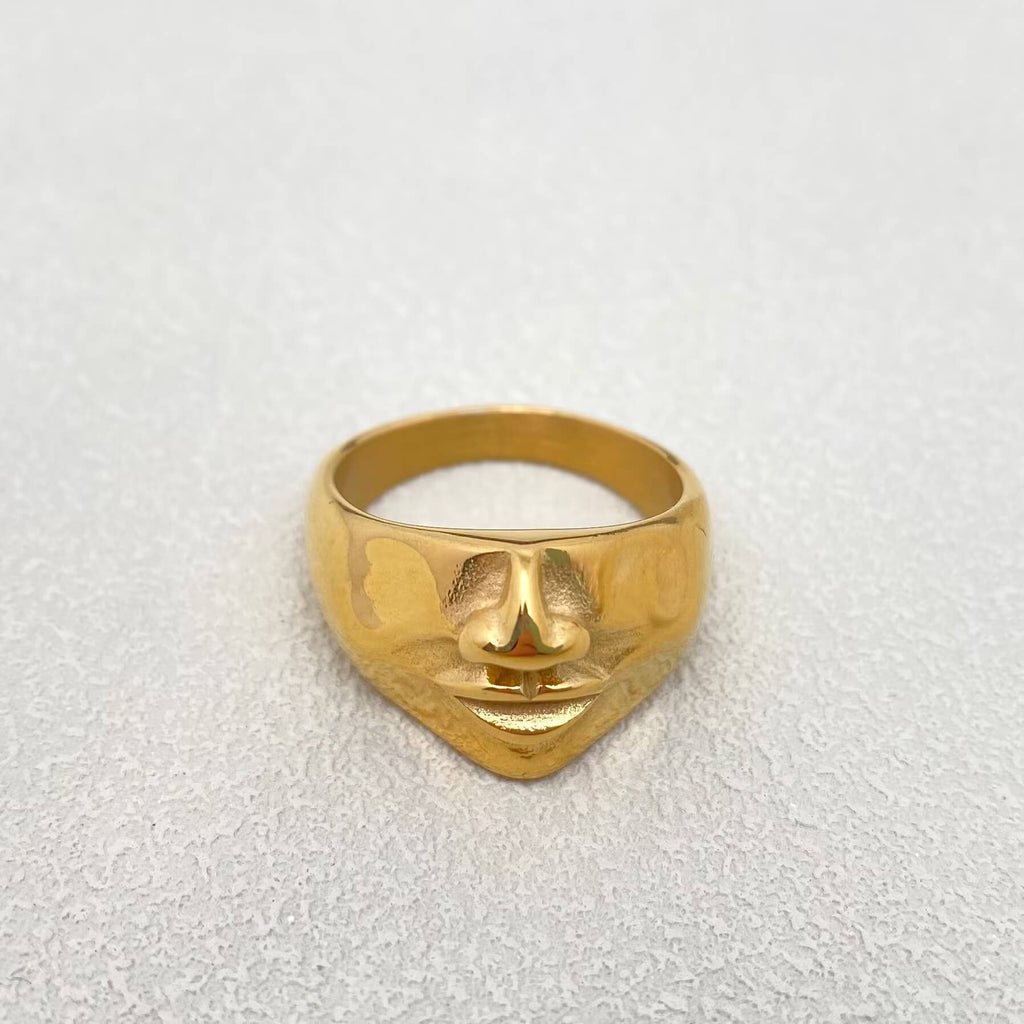Abstract Face Contour 18K Gold Plated SS Ring - FGS