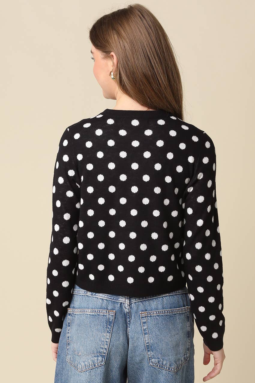 Callie Polka Dot Cropped Cardigan