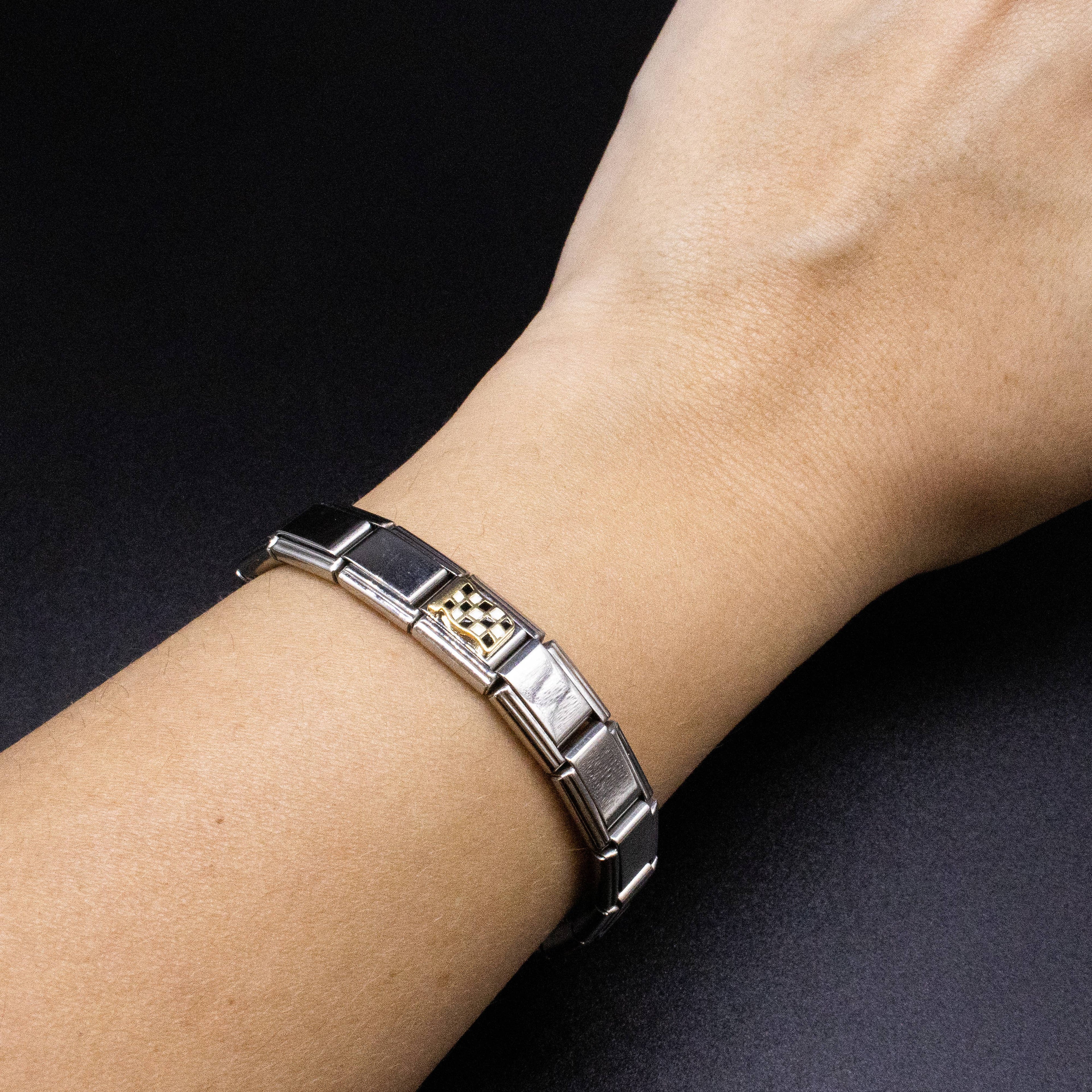 Italian Bracelet Charm 9mm modular for Men & Women - Checkered Flag