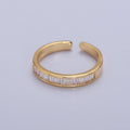 Minimalist Clear CZ Baguette Gold Geometric Ring O2176