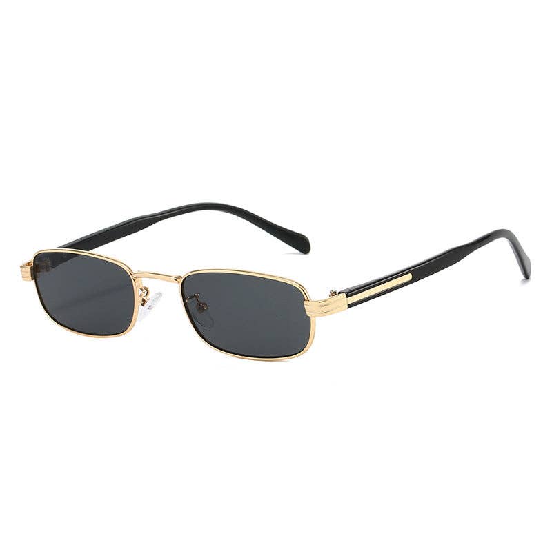 Trendy Rectangle Metal Sunglasses with UV Protection