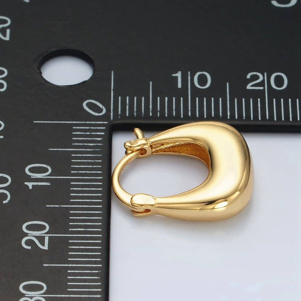 24K Gold Filled 18mm Dome Square Latch Hoop Earrings | T211