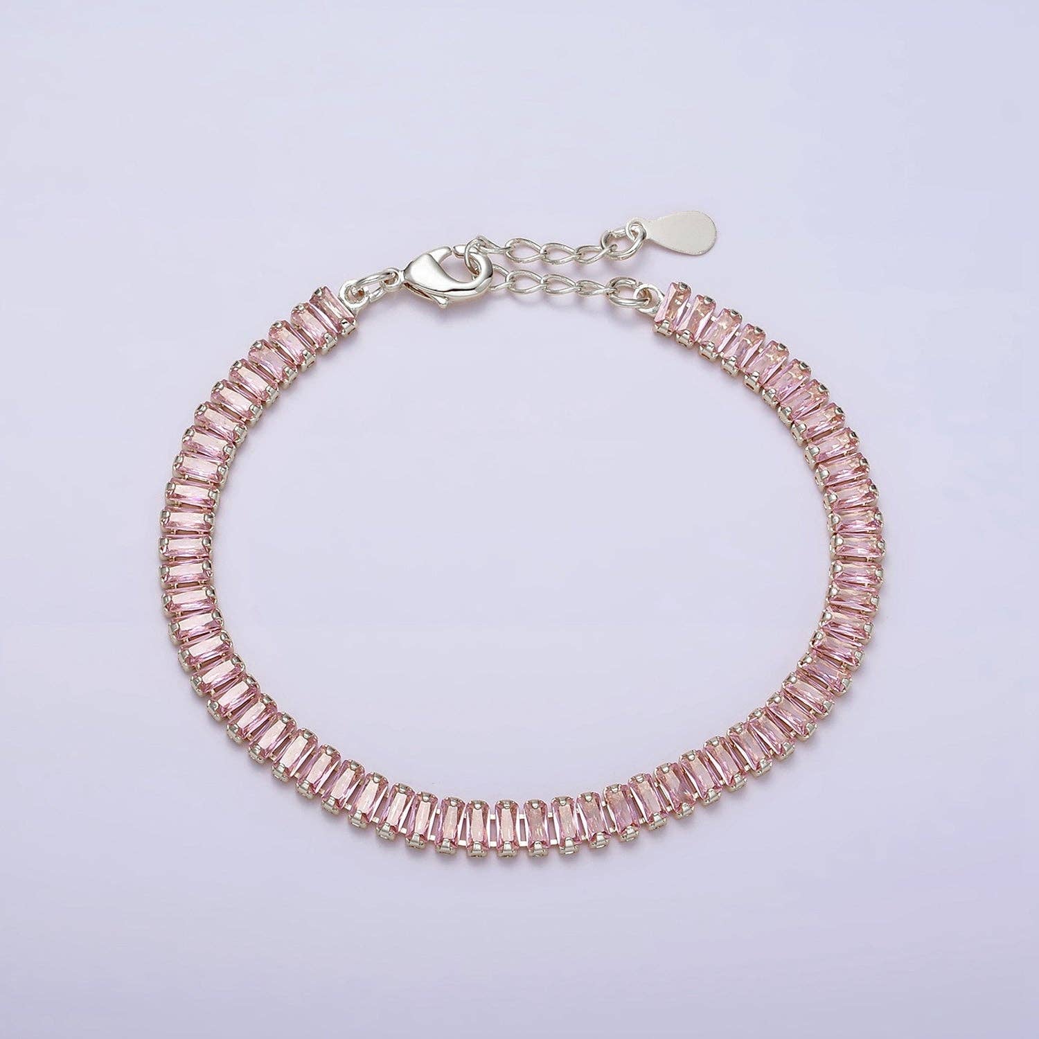 Gold Filled Tennis Bracelet, Baguette Emerald Green, Pink, Clear Pave CZ Bracelet for WA1764 WA1765 WA1766