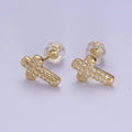 18K Gold Filled CZ Cross Stud Earring V097