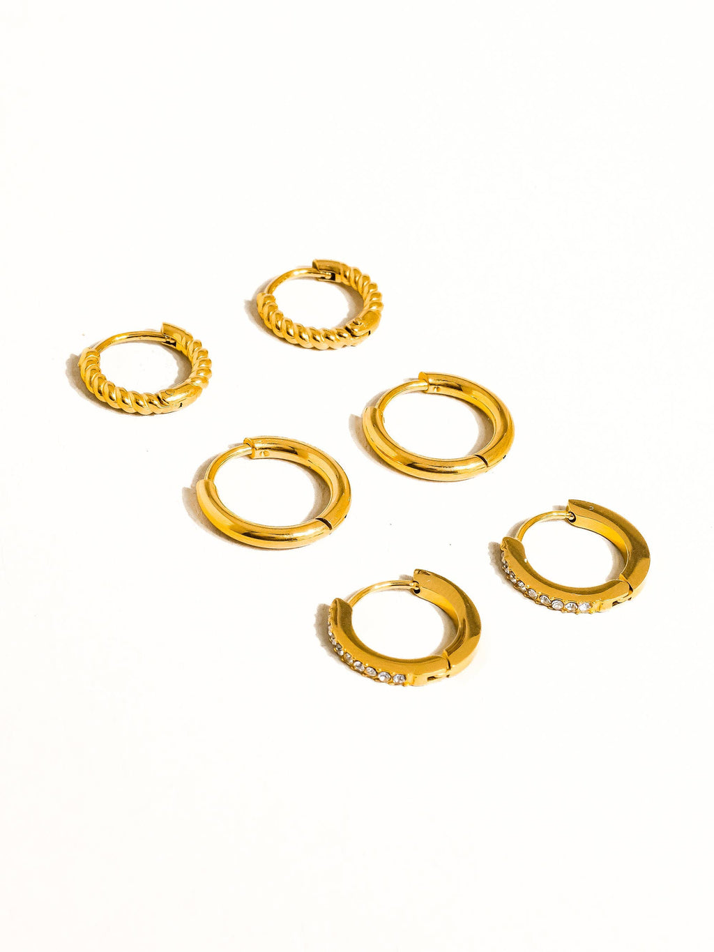 Claude 18K Gold Non-Tarnish CZ Hoops Earring