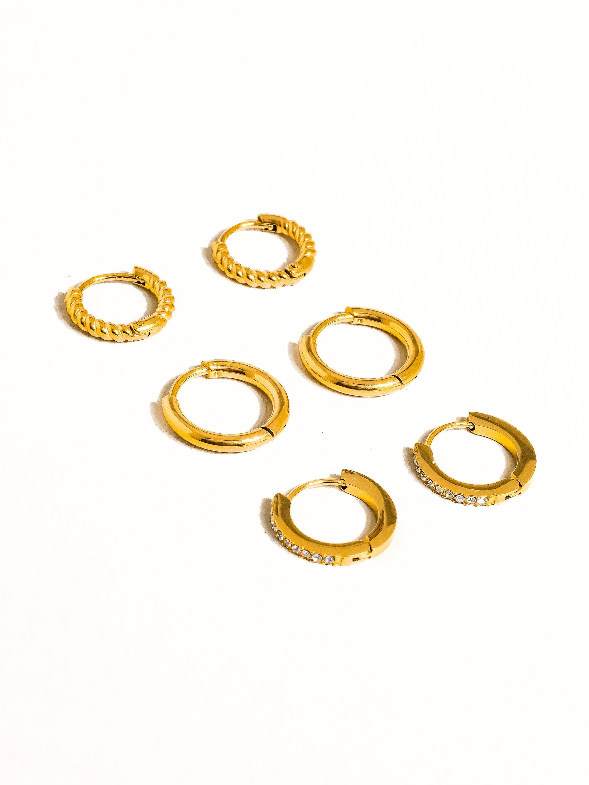 Claude 18K Gold Non-Tarnish CZ Hoops Earring
