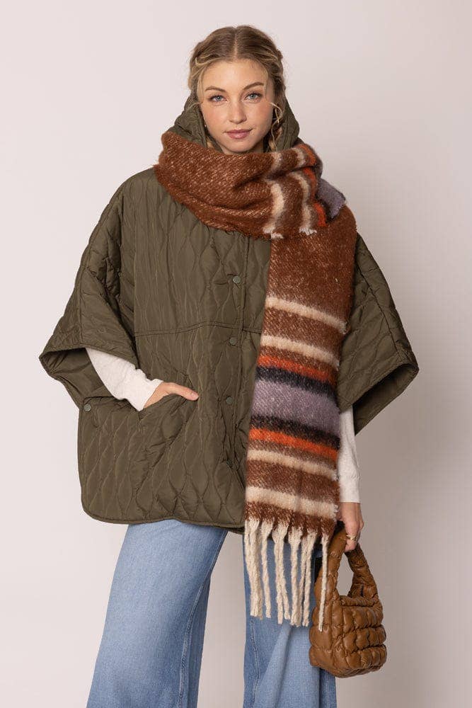 WCL120078 Cierra Multi Stripe Cozy Scarf With Fringe