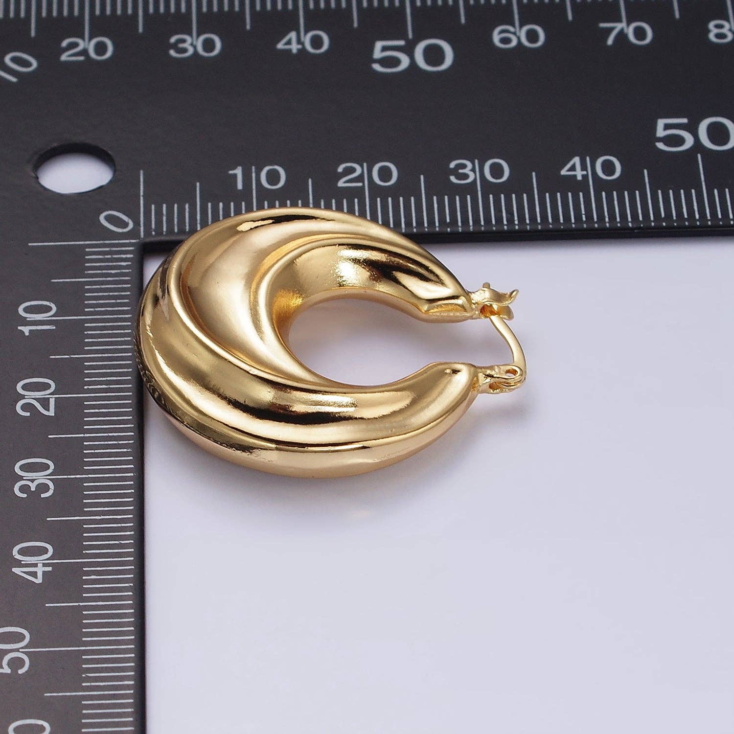Gold Filled 30mm Chubby Twirl French Lock Latch Hoop Earring