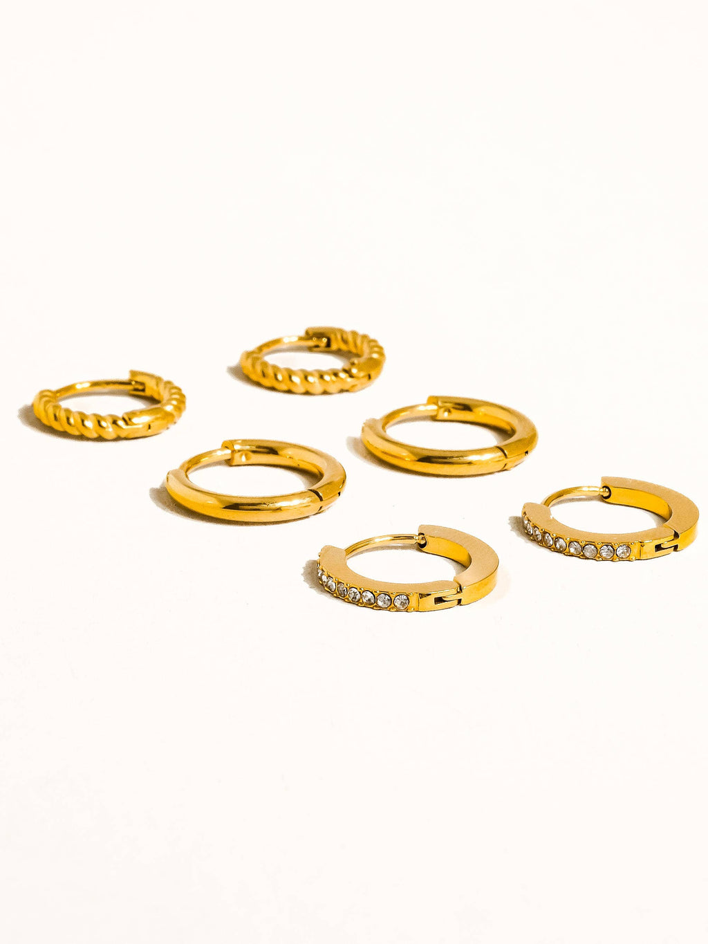 Claude 18K Gold Non-Tarnish CZ Hoops Earring